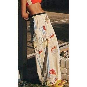 Free People Movement Anthropologie Brightly Printed Barrel Leg Pants Size M